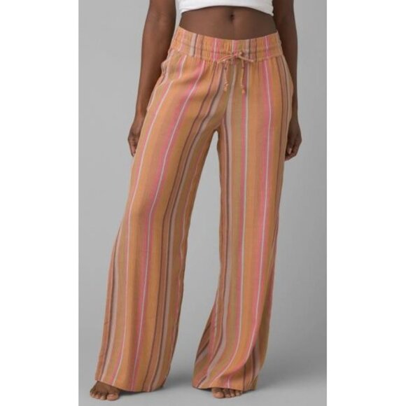 PRANA Women's Fernie Beach Pant Size S In Cacti Soleil Stripe - Picture 1 of 9